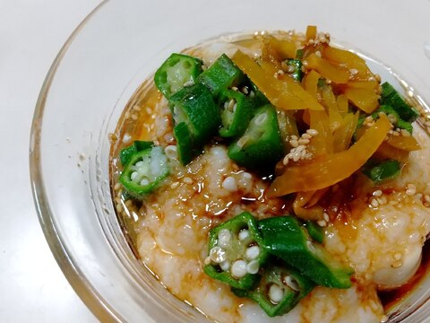 オクラと山芋でネバネバ冷奴